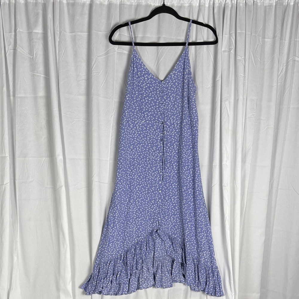 Rails Friday Sky Blue Daisies Midi sun dress ruffle hi-low tie waist